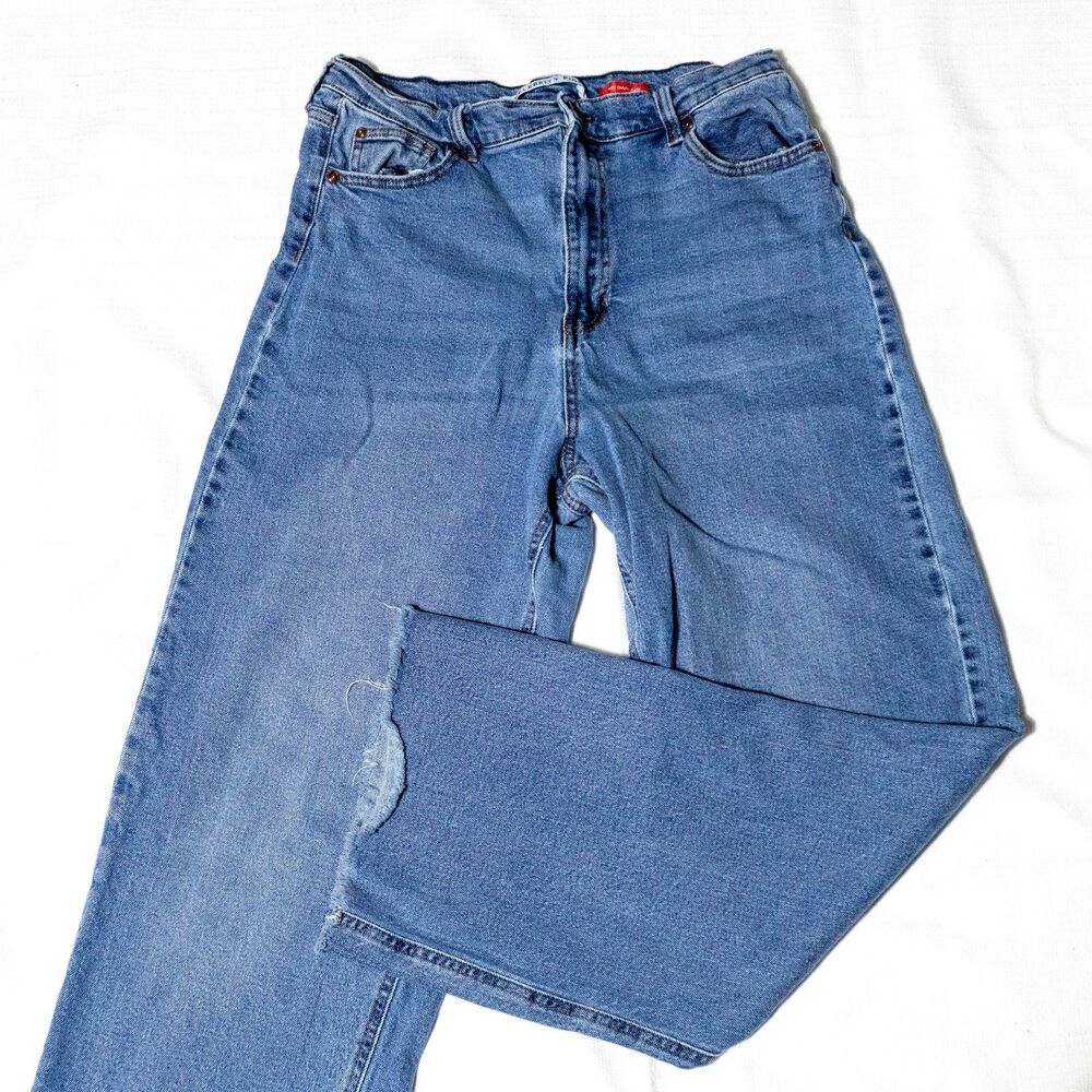Celebrity Pink The Darling Jeans 13/31 Raw Hem Wide Leg High Rise Blue Y2K Trend